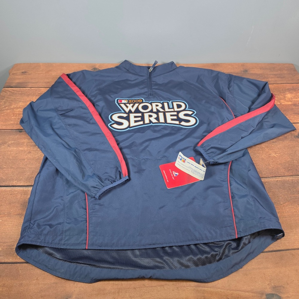 Majestic 2009 World Series Jacket Mens 2XL Navy New Quarter Zip Cool Base MLB